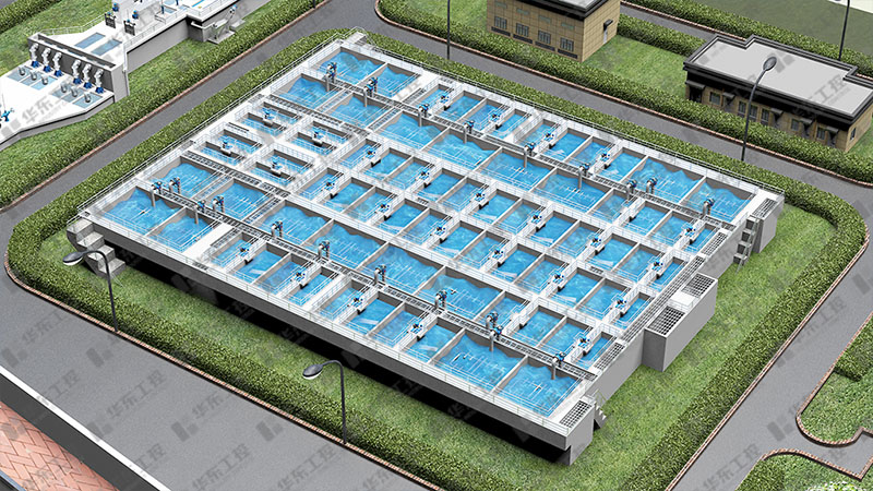 華東工控-污水處理工藝流程3D圖